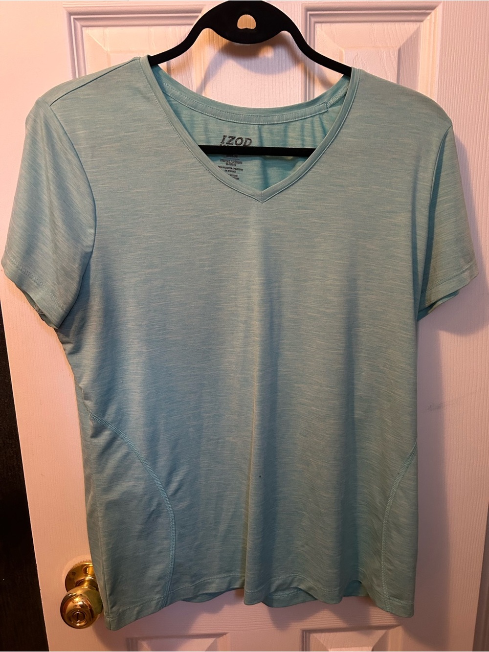 Izod Women's Short Sleeve V-Neck Tee in Aqua